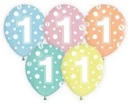 Godan Happy Birthday 1 léggömb, lufi 5 db-os 12 inch (30cm) (MLG141832)