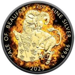  Queen´s Beasts - Burning Yale of Beaufort - 2 Oz ezüst gyűjtői érme