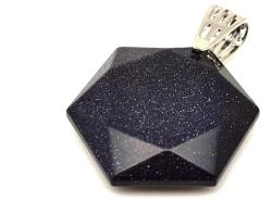 R. M. ékszer Hexagon medál Goldstone kék 3cm (021248)