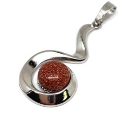 R. M. ékszer Spirál medál fém Goldstone vörös 2x3, 5cm (021286)