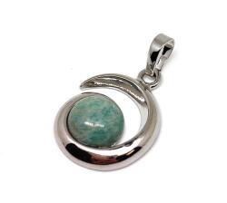 R. M. ékszer Spirál medál fém Amazonit 2cm (020822)