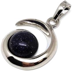 R. M. ékszer Spirál medál fém Goldstone kék 2cm (020917)