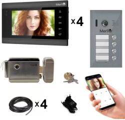 Mentor Kit Interfon Video 4 familii wireless WiFi IP65 2MP 7 inch Color 3in1 4 fire Mentor SYKT027 (MMDSYKT027)