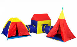 Iplay Set 5in1 Corturi de joaca pentru copii, iPlay, sistem modular, casa cu tuneluri, iglu si cort, Multicolor (8906) - jucariafavorita