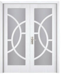 Novo Doors Usa Dubla de Interior din MDF Novo Doors ND220, Geam Sablat, Cadru din Lemn Masiv, KIT COMPLET, Toc , Manere si balamale incluse (ND220) - novodoors