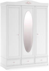 Cilek Dulap Cilek, 3 usi, oglinda inclusa, 140x60x204 cm, PAL alb, colectia Rustic White (20.72.1001.00)