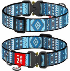 WAU DOG Nylon nyakörv 15mmx25-35cm Etno kék