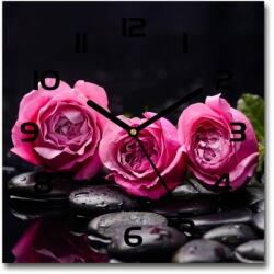  Wallmuralia. hu Szögletes üvegóra Rózsaszín rózsa fekete 30x30 cm