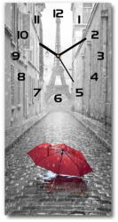 Wallmuralia. hu Négyszögletes fali üvegóra Esernyő franciaország fekete 30x60 cm