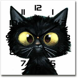  Wallmuralia. hu Szögletes üvegóra Illusztráció egy macska fekete 30x30 cm
