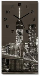  Wallmuralia. hu Négyszögletes fali üvegóra Manhattan new york city fekete 30x60 cm