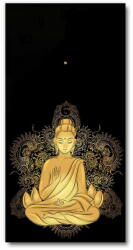 Wallmuralia. hu Négyszögletes fali üvegóra Buddha mandala fekete 30x60 cm