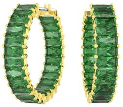 Swarovski Cercei rotunzi placați cu aur cu pietre de zircon verde Matrix 5658651