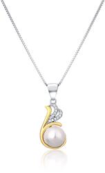 JwL Luxury Pearls Colier bicolor argintiu cu perlă adevărată și zircon JL0786 (lănțișor, pandantiv)