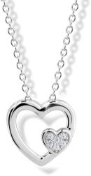 Modesi Colier delicat din argint cu zirconi Două inimioare M43085