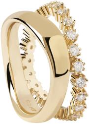 PDPAOLA Fermecător inel placat cu aur cu zirconi clari MOTION gold ring AN01-463 56 mm