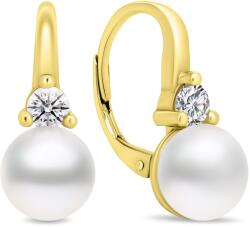 Brilio Silver Cercei unici placați cu aur cu perle și zirconi EA364Y