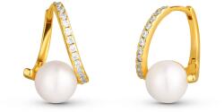 JwL Luxury Pearls Cercei decenți placați cu aur cu perlă autentică și pietre de zircon JL0850