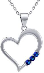 Silvego Colier din argint INIMA cu pandantiv inimă cu zirconiu albastru Swarovski Zirconia SILVEGO11580NB