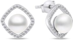Brilio Silver Cercei atemporali din argint cu perle și zirconi EA785W