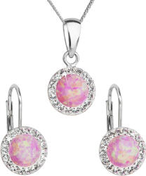 Evolution Group Set de bijuterii strălucitoare cu cristale Preciosa 39160.1 & light rose opal (cercei, lanț, pandantiv)