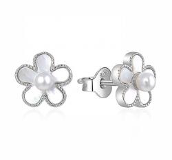 MOISS Cercei frumoși din argint cu perle Flori E0002568