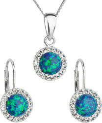 Evolution Group Set de bijuterii strălucitoare cu cristale Preciosa 39160.1 & green opal (cercei, lanț, pandantiv)
