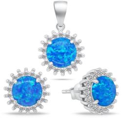 Brilio Silver Set fermecător de bijuterii cu opal albastru SET254WB (cercei, pandantiv)