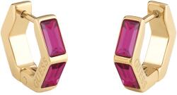Guess Cercei atemporali placați cu aur cu pietre de zircon roz Huggie Me JUBE03133JWYGFCT/U