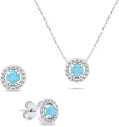 Brilio Silver Set fermecător de bijuterii cu opale SET225WLB (cercei, colier)