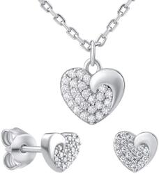 Silvego Set cadou de bijuterii din argint LOVE pentru îndrăgostiți MWS11187 (cercei, colier)