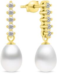 Brilio Silver Cercei fermecători placați cu aur cu perlă și zirconi EA950Y