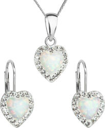 Evolution Group Set de bijuterii strălucitoare cu cristale Preciosa 39161.1 & white opal (cercei, lanț, pandantiv)