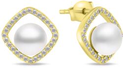 Brilio Silver Cercei atemporali placați cu aur cu perle și zirconi EA785Y