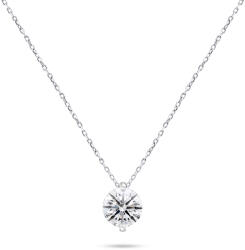Brilio Silver Colier strălucitor argintiu cu zircon NCL68W
