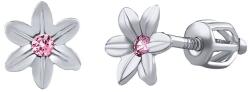 Silvego Cercei argintii floricele frumusețe cu Zircon roz SILVEGOB70449BDSP