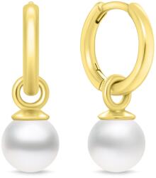 Brilio Silver Cercei placați cu aur rotunzi 2in1 cu perlă reală EA988Y