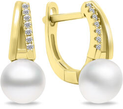 Brilio Silver Cercei unici placați cu aur cu perle și pietre de zircon EA675Y