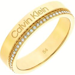 Calvin Klein Inel placat cu aur cu cristale Minimal Linear 35000201 56 mm