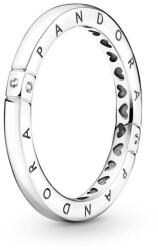 Pandora Inel delicat din argint Logo și inimioare 199482C01 50 mm
