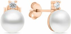 Brilio Silver Cercei eleganți bronz cu perle autentice EA597R