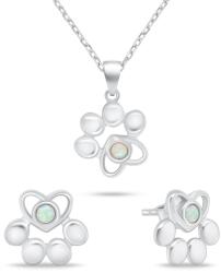 Brilio Silver Drăguț set de bijuterii cu opal sintetic SET253W (cercei, colier)