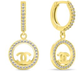Brilio Silver Cercei cercuri placați cu aur cu pandantive World Icon EA1026Y
