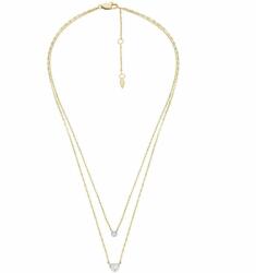 Fossil Colier dublu placat cu aur cu cristale JF04357998