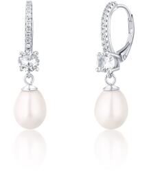 JwL Luxury Pearls Cercei fermecători argintii cu perle adevărate și zircon JL0739