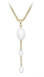 Silver Cat Colier delicat cu perle reale placat cu aur SC513 (lanț, pandantiv)