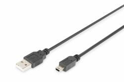 ASSMANN USB 2.0 connection cable, type A - mini B (5pin) M/M, 3.0m, USB 2.0 conform, bl (DB-300130-030-S)