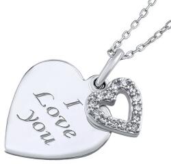 Silvego Colier din argint cu pandantiv inimă „I love you ZT131008NW
