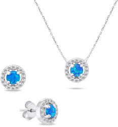 Brilio Silver Set de bijuterii fermecătoare cu opale SET225WB (cercei, colier)