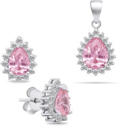 Brilio Silver Set fermecător de bijuterii cu pietre de zircon SET226WP (cercei, pandantiv)